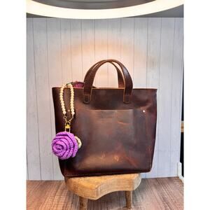 Crochet Purple Flower Bag Charm Crochet Pearl Purple Rose Pearl Wristlet NEW!